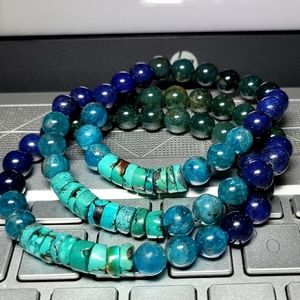 November Full Moon Mala Bracelet/Turquoise/Moss Agate/Kyanite/Lapis